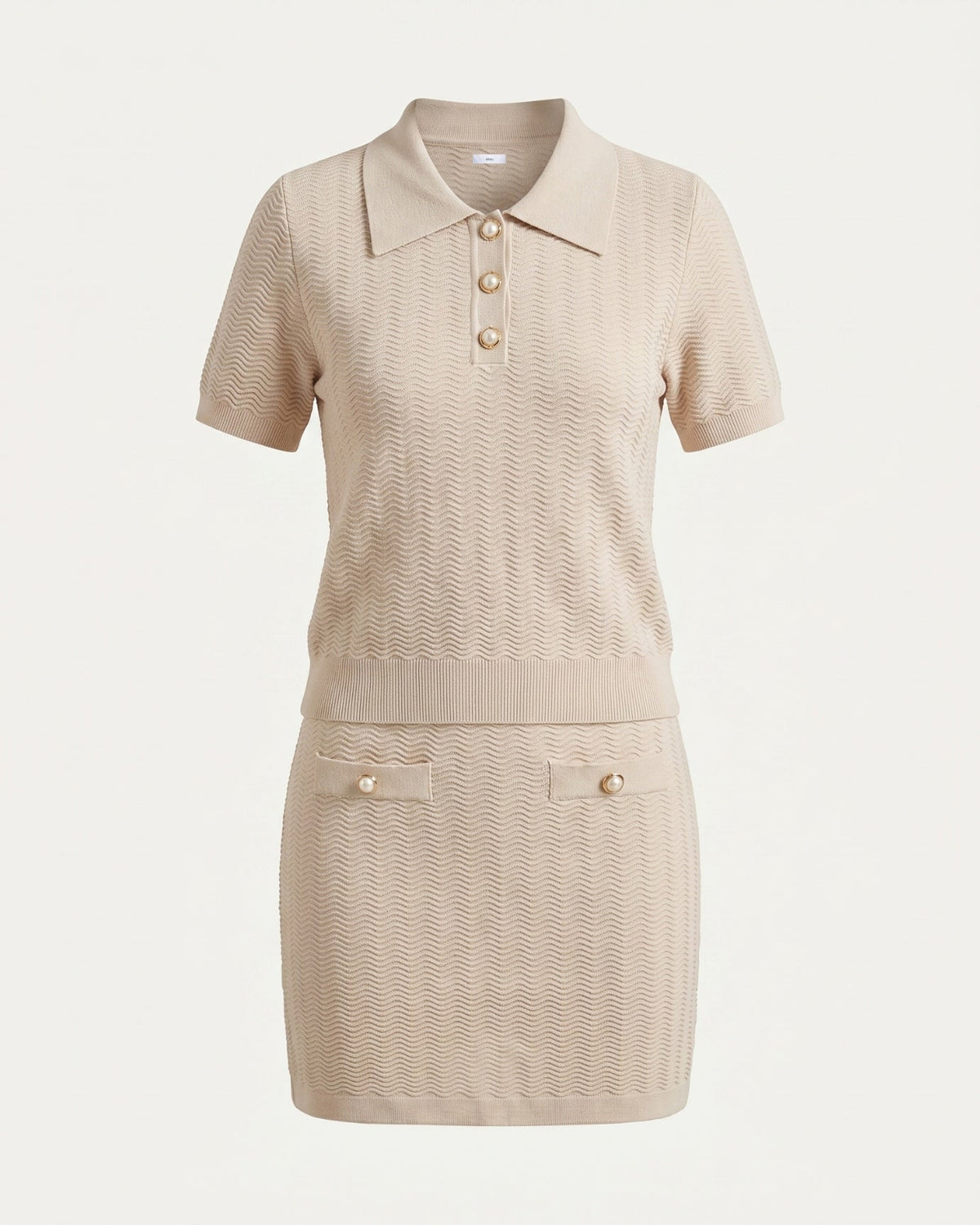 Mariah Breathable Knitted Viscose Two-Piece Summer Set – Apricot – view 1