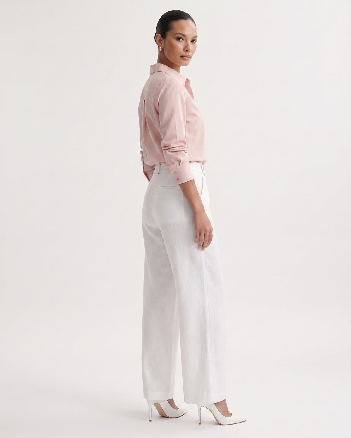 Olivia High Waisted Straight Leg Linen Blend Trousers – view 16