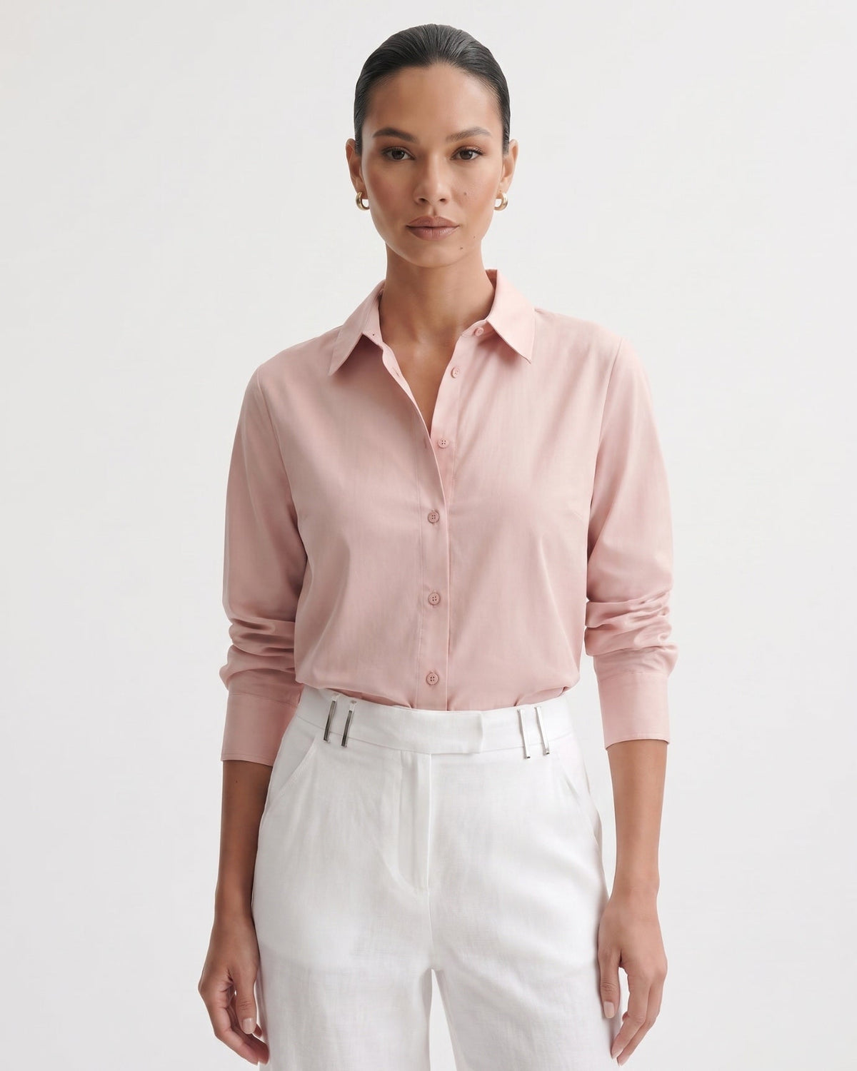 Olivia High Waisted Straight Leg Linen Blend Trousers
