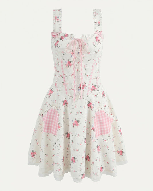 Delicate Floral Print Lightweight Tailored Mini Dress