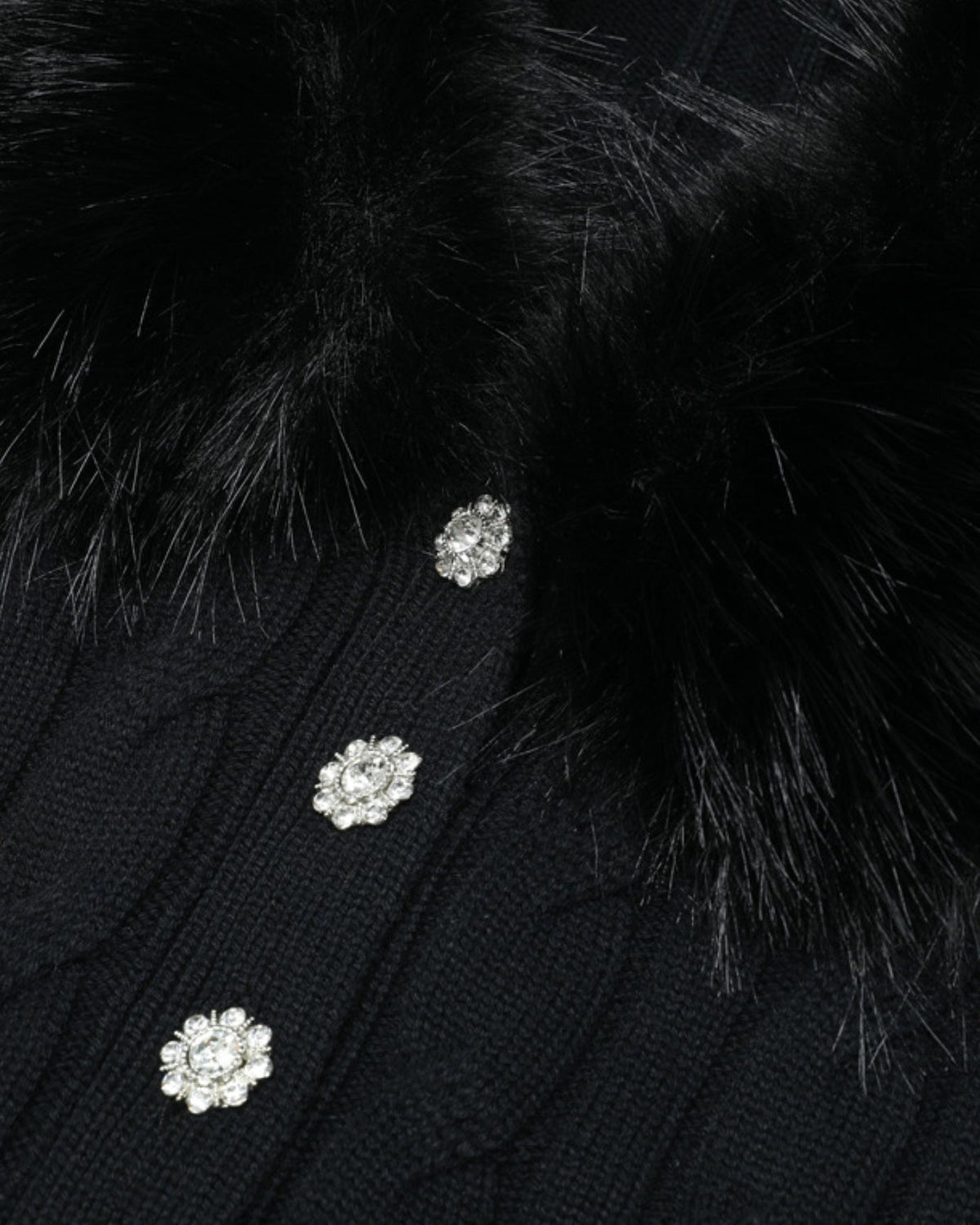 Lera Faux Fur Collar Knit Cardigan and Trousers Set