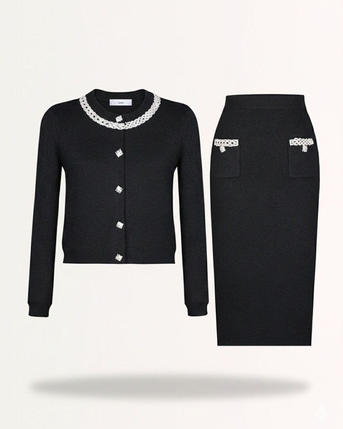 Zira Wool and Cashmere Knitted Cardigan and Skirt Set – view 6