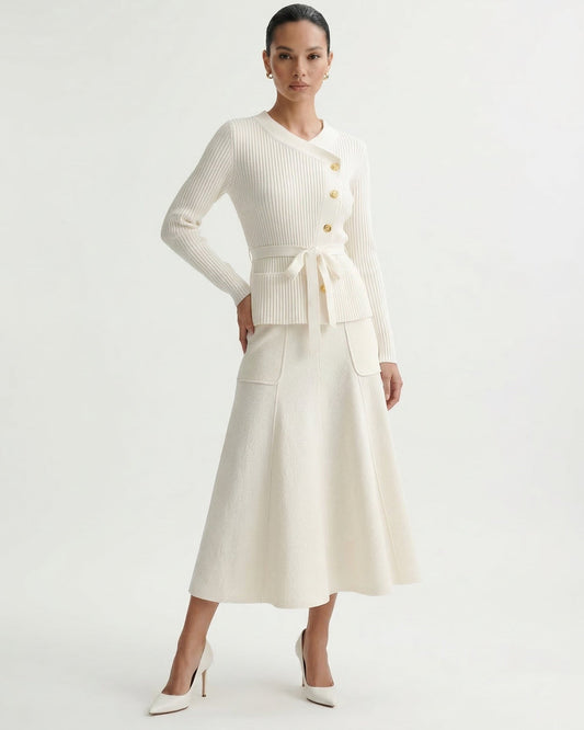 Kris Knit Jumper and Skirt Two-Piece Set – Apricot
