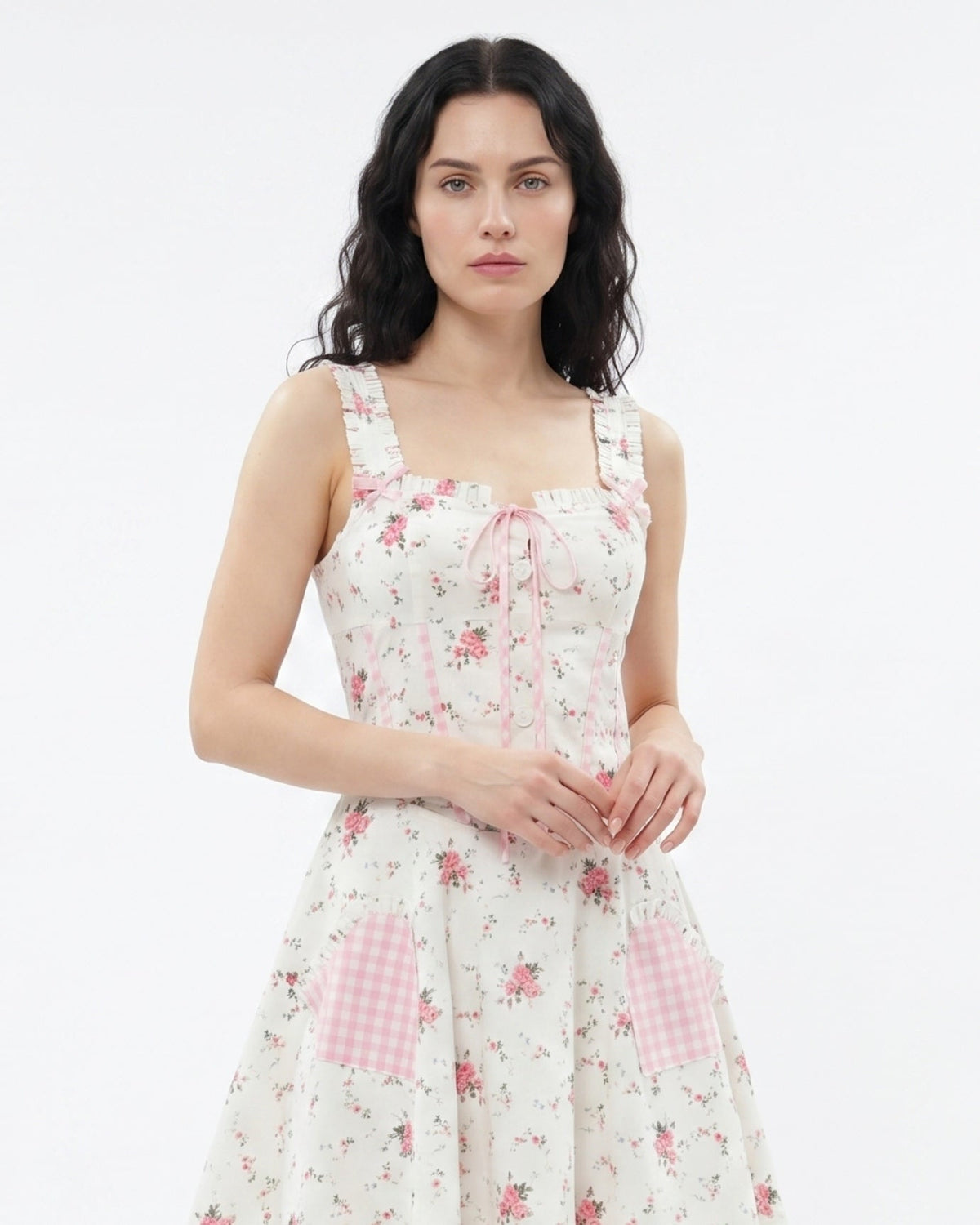 Delicate Floral Print Lightweight Tailored Mini Dress – view 3