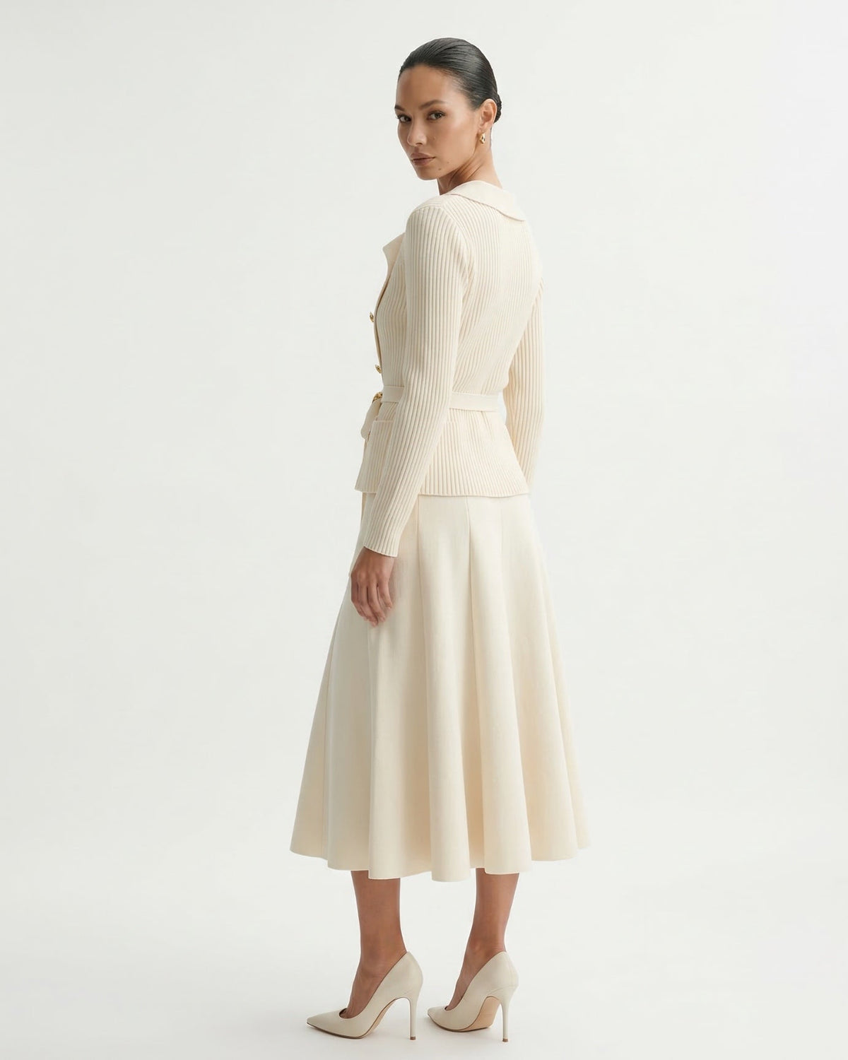 Kris Knit Jumper and Skirt Two-Piece Set – Apricot – view 3