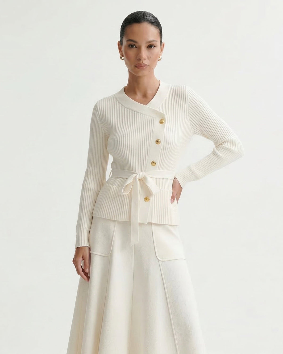 Kris Knit Jumper and Skirt Two-Piece Set – Apricot