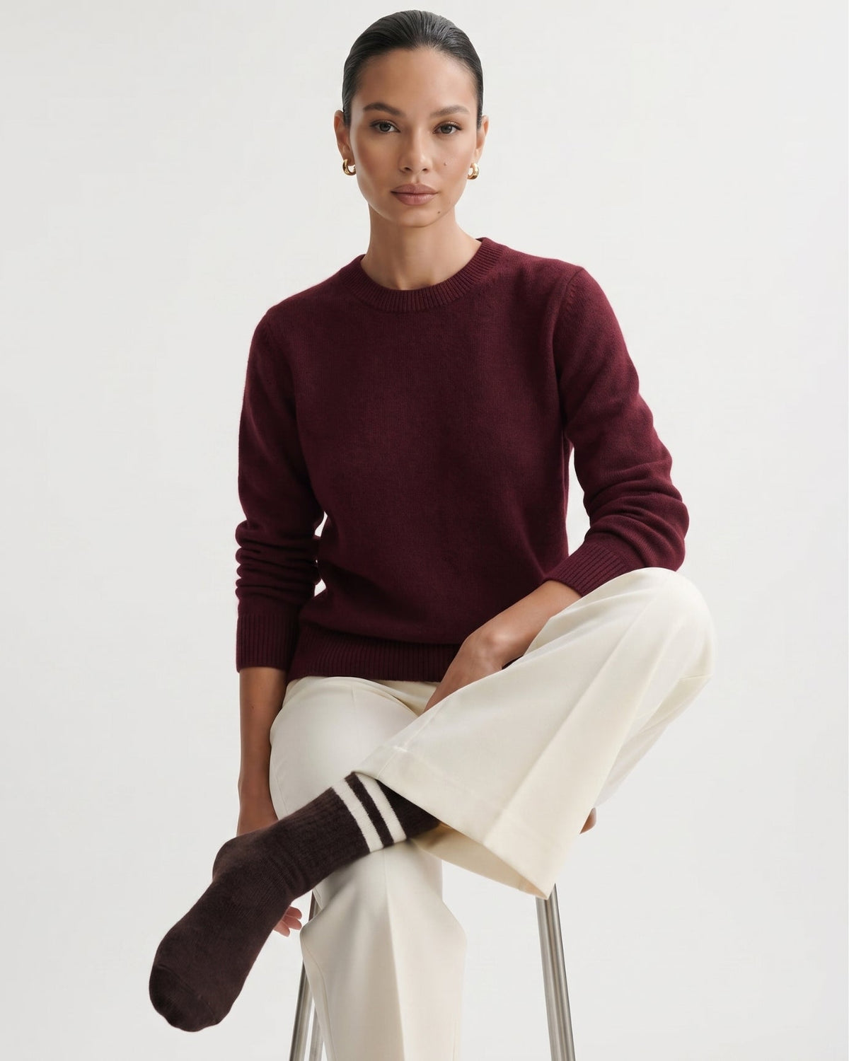 Classic Horizontal Stripe Cashmere Long Socks – view 4