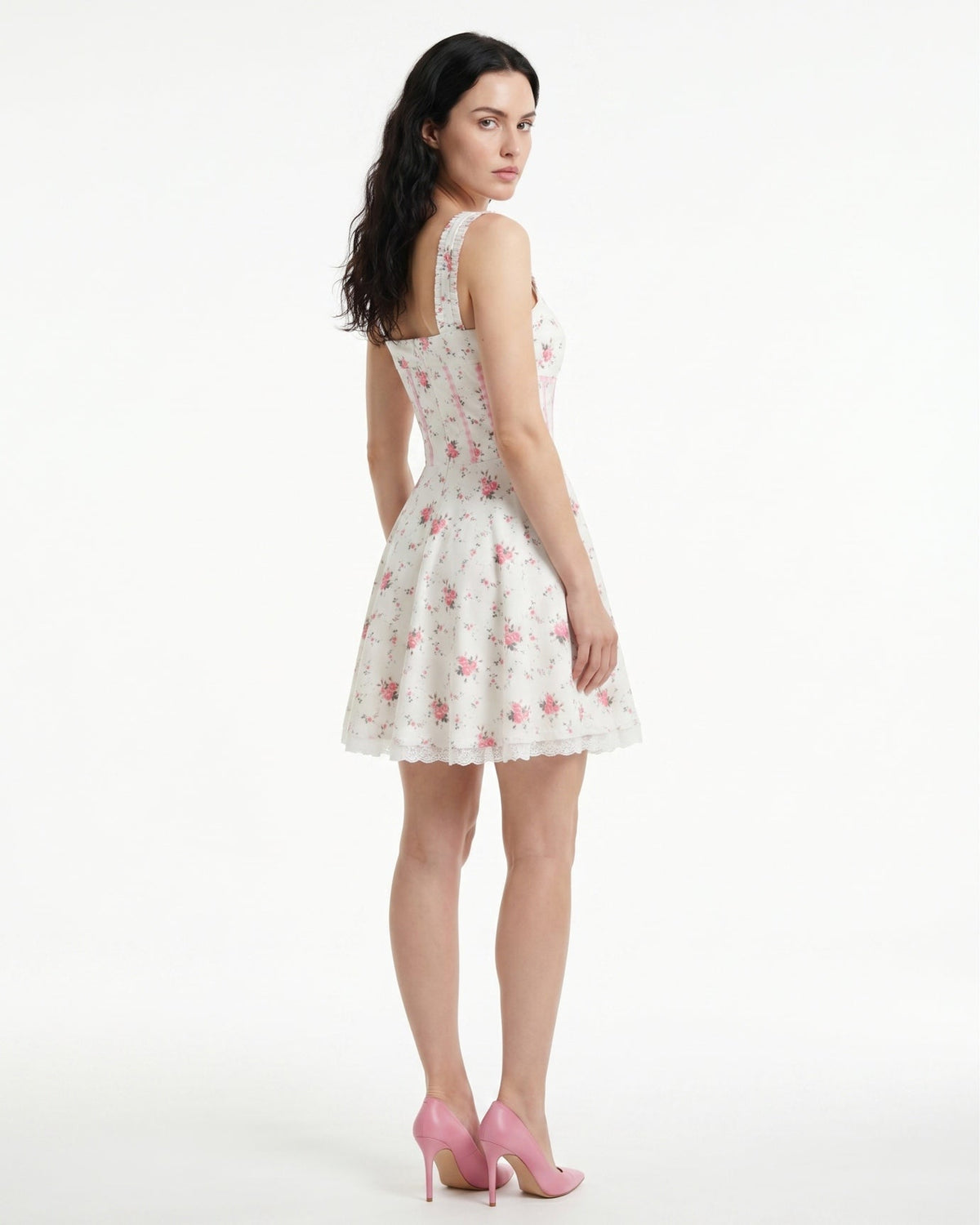 Delicate Floral Print Lightweight Tailored Mini Dress