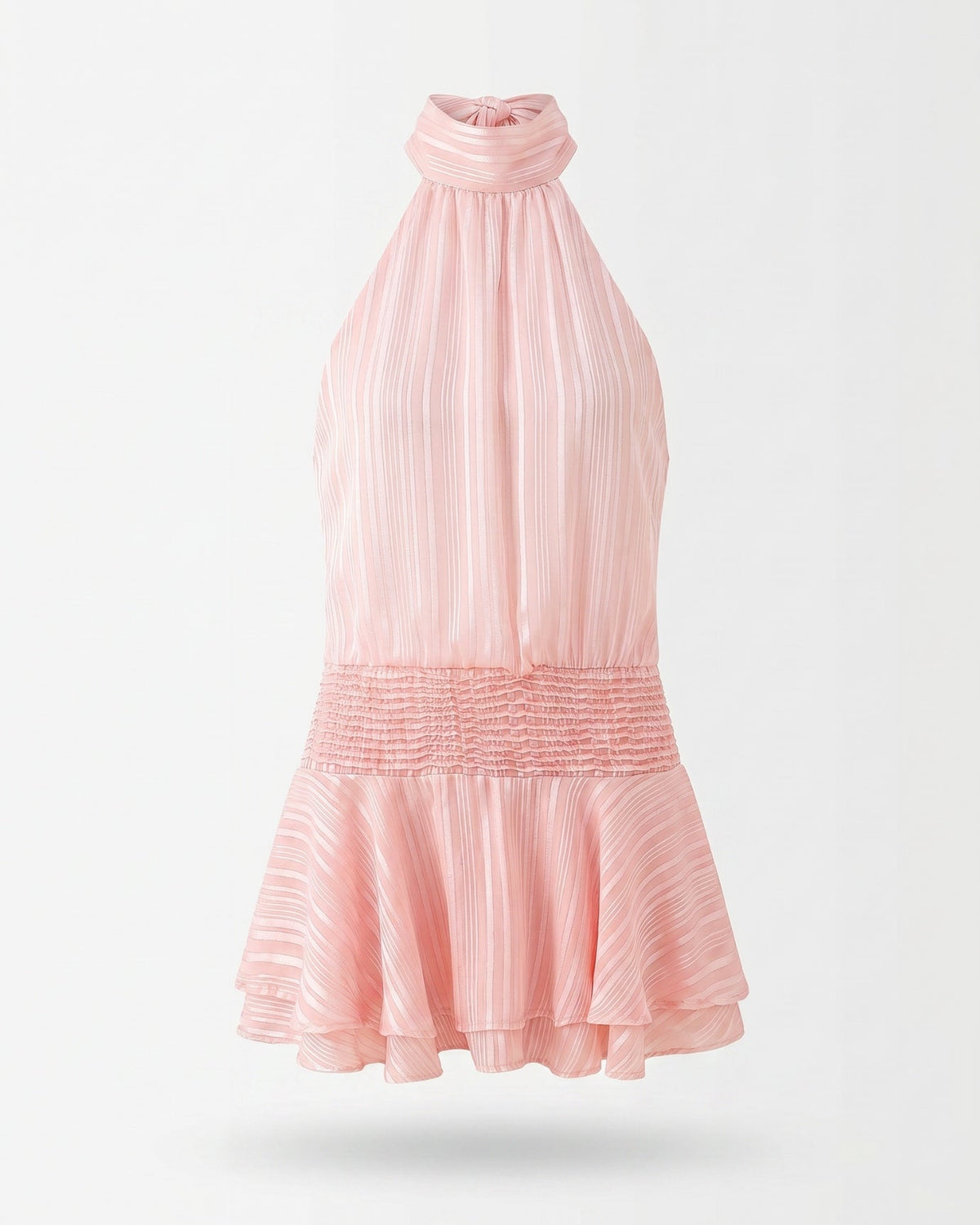 Lina Halter Neck Satin Dress with Relaxed Fluid Drape