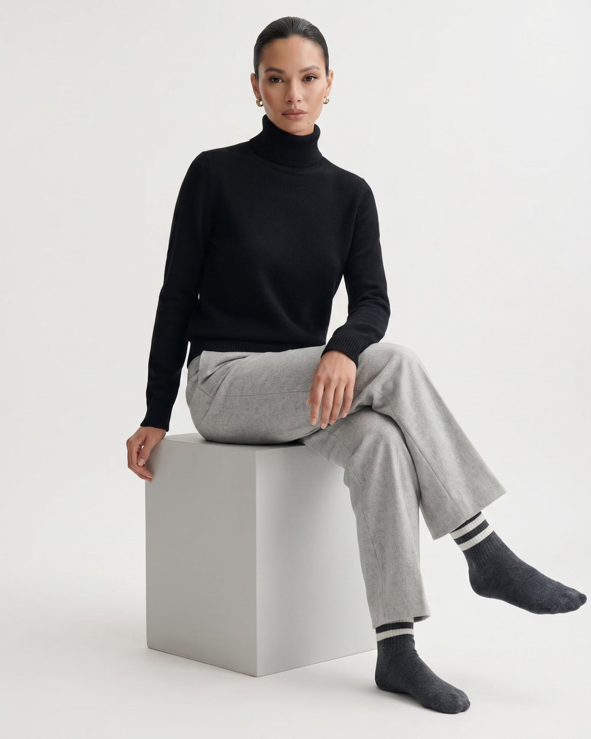 Classic Horizontal Stripe Cashmere Long Socks – view 6