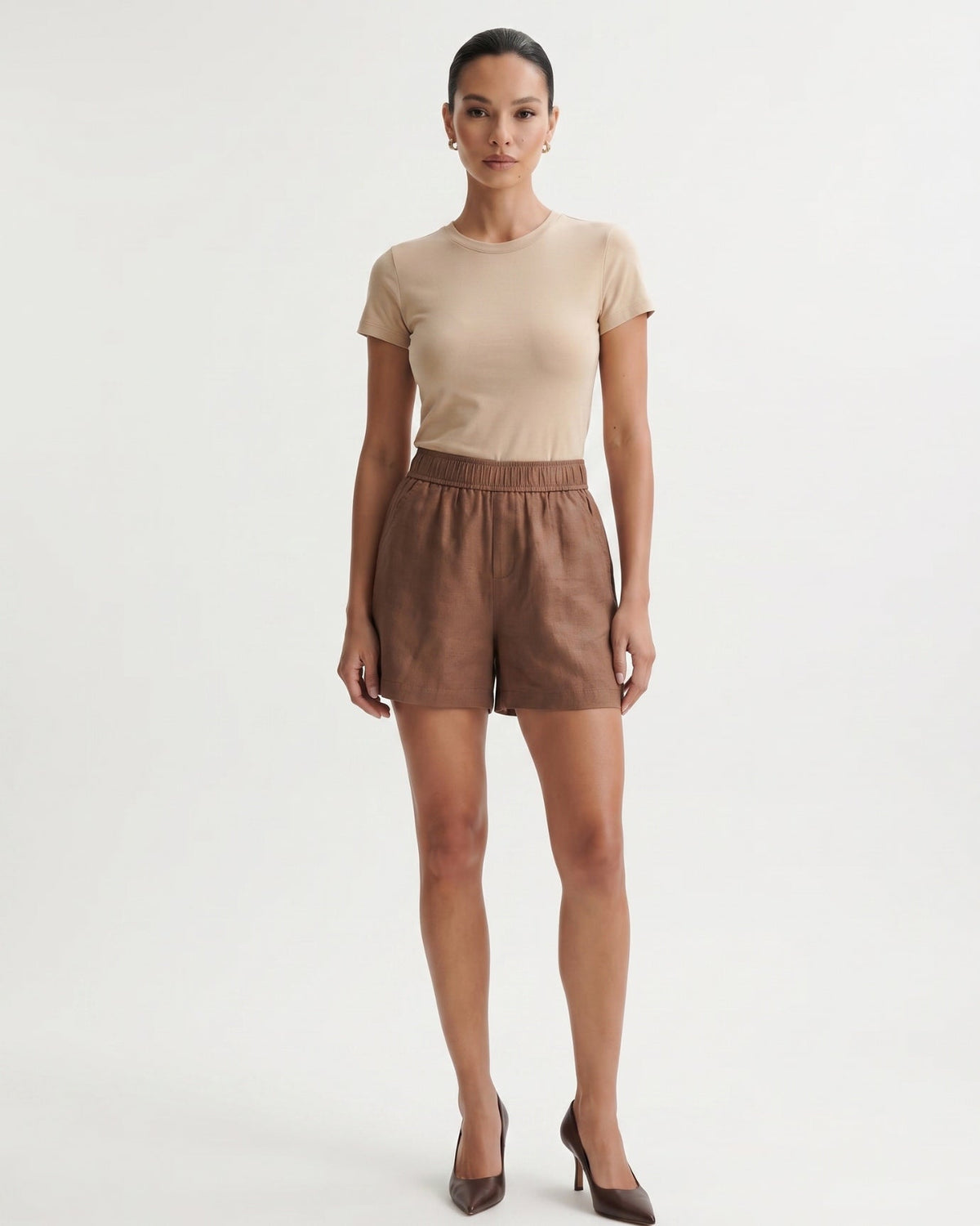 Diana Linen Blend Shorts with Tailored Waistband – view 2