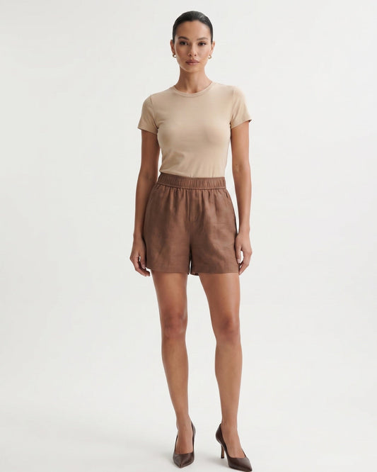 Diana Linen Blend Shorts with Tailored Waistband