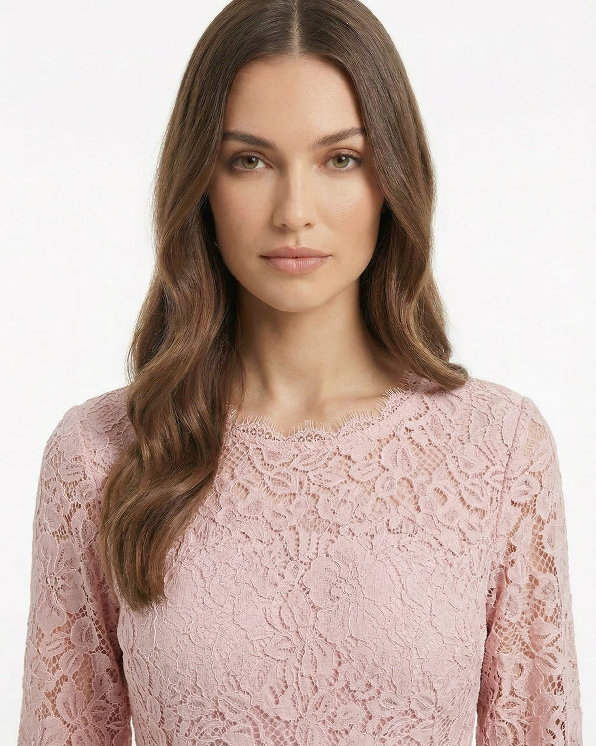 Kiara Lace Detail Contoured Polyamide Dress – Pink – view 4