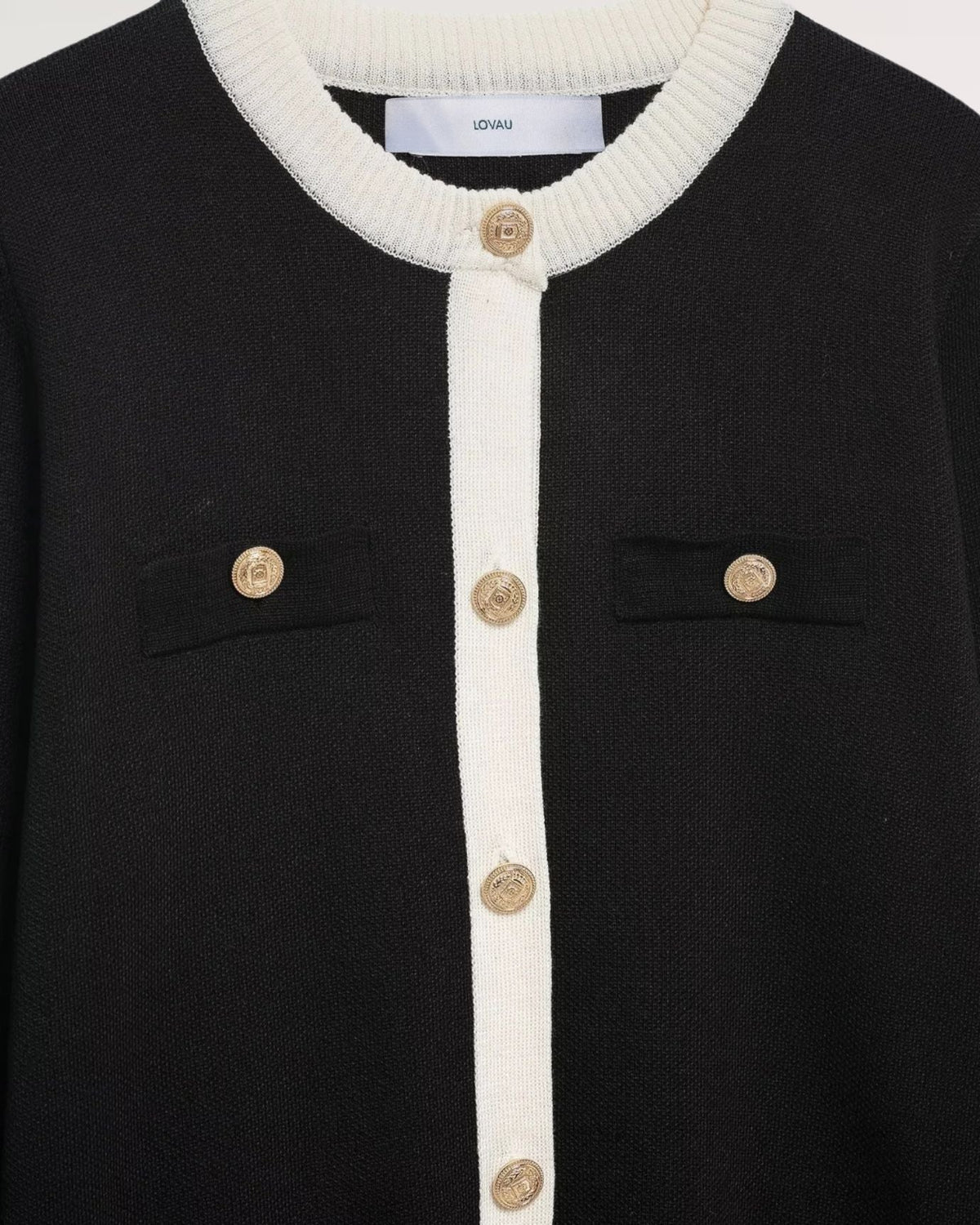 Franziska Slim Fit Ribbed Trim Cardigan with Pearl Buttons – view 4