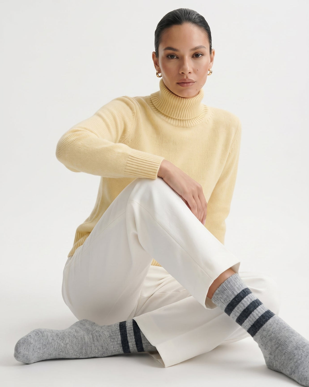 Classic Horizontal Stripe Cashmere Long Socks – view 8