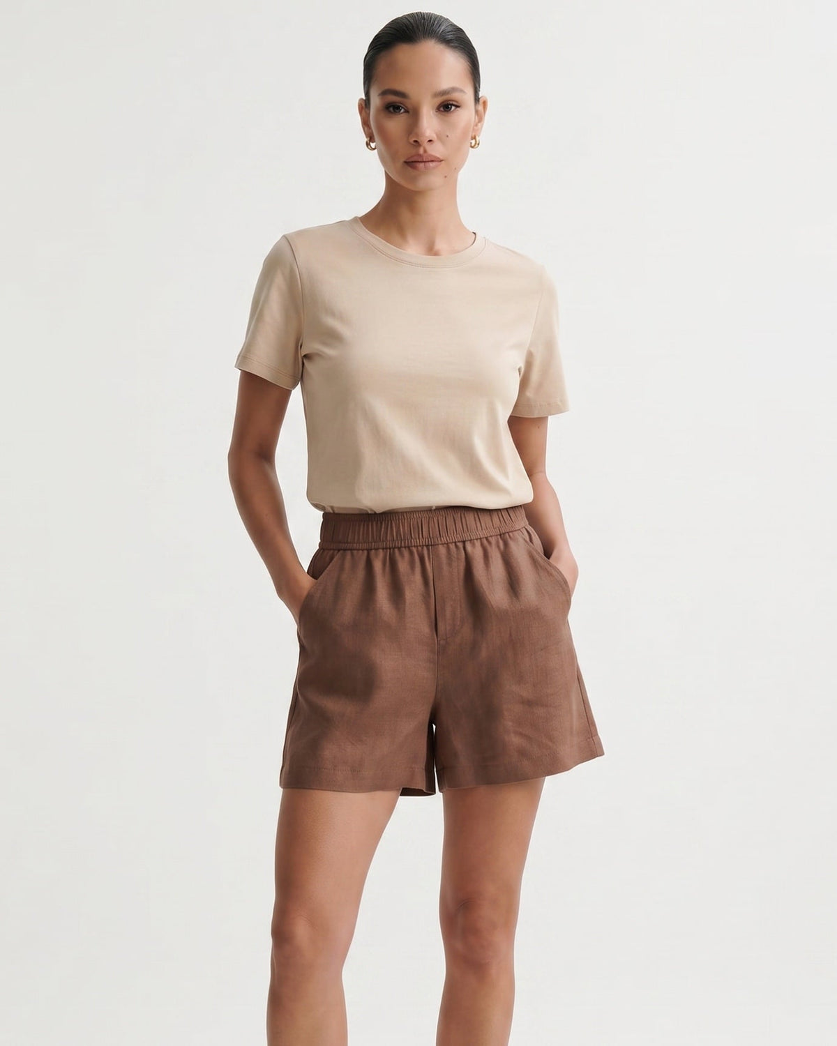 Diana Linen Blend Shorts with Tailored Waistband