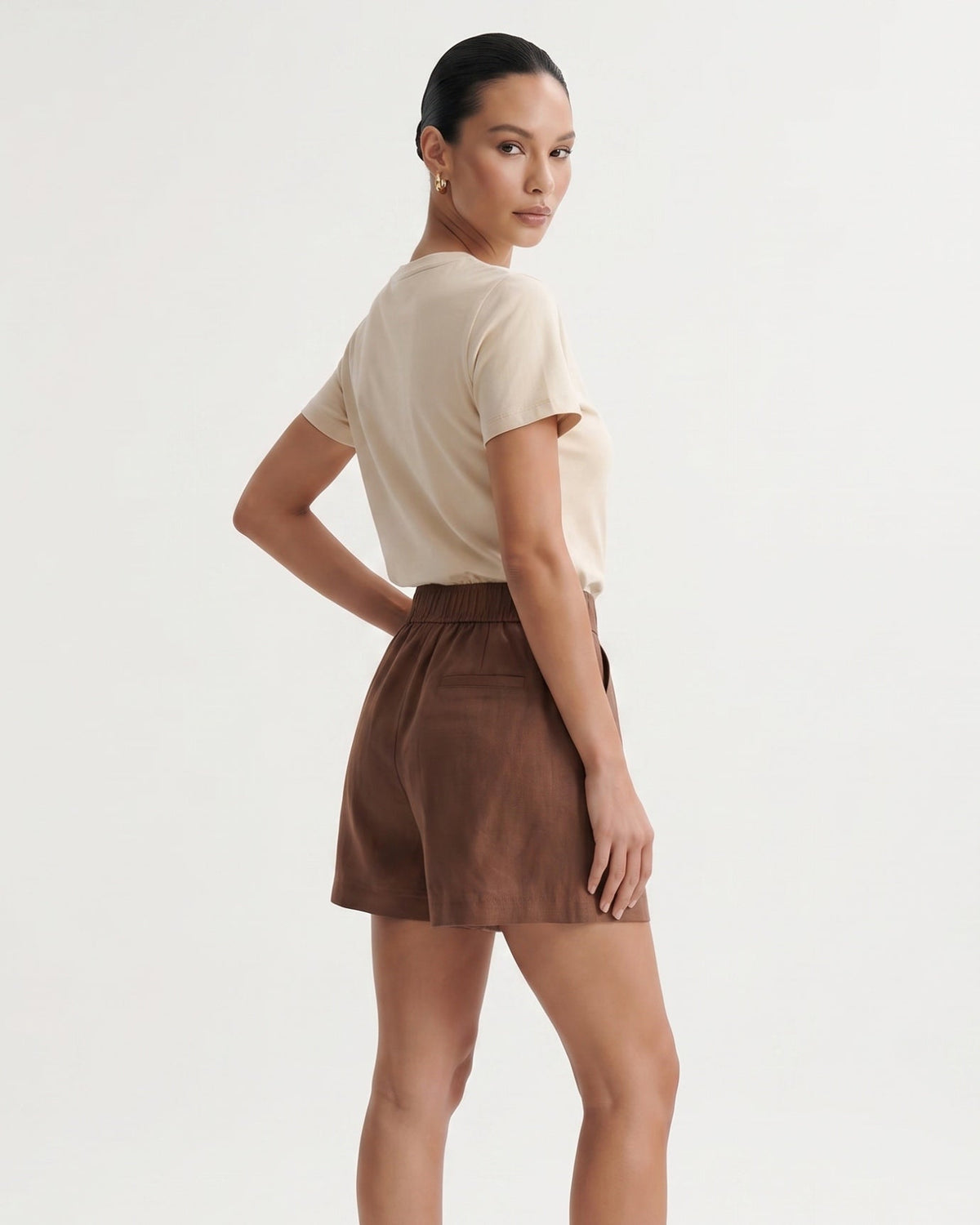 Diana Linen Blend Shorts with Tailored Waistband