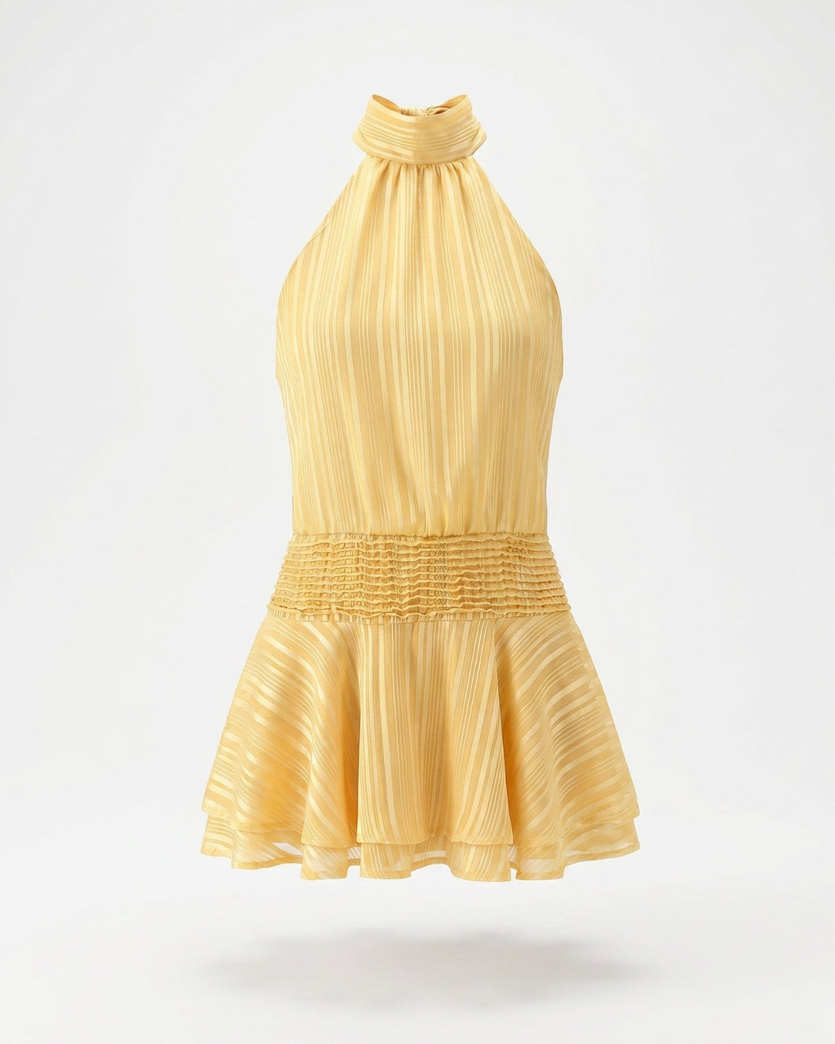 Lina Halter Neck Satin Dress with Relaxed Fluid Drape