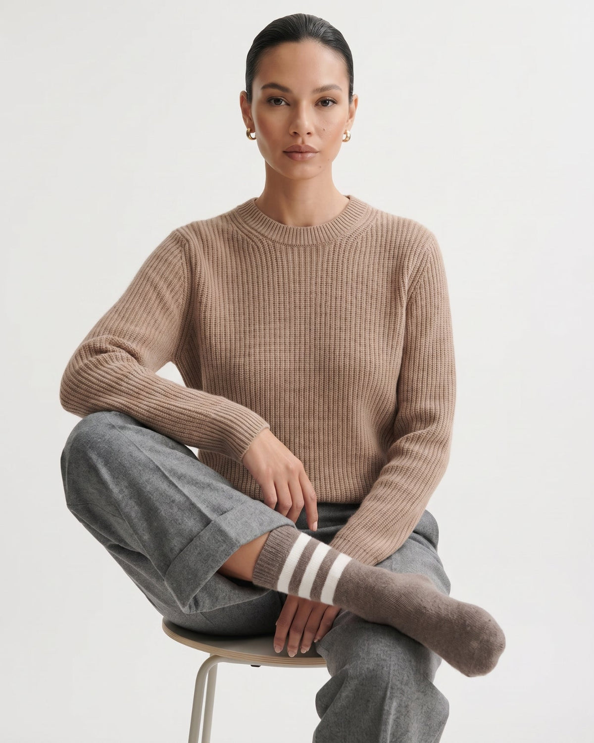 Classic Horizontal Stripe Cashmere Long Socks – view 10