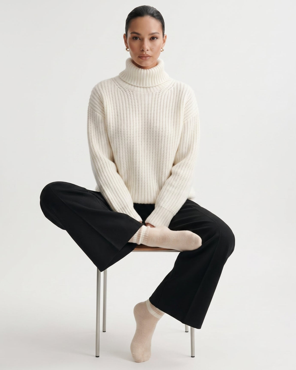 Classic Horizontal Stripe Cashmere Long Socks – view 12