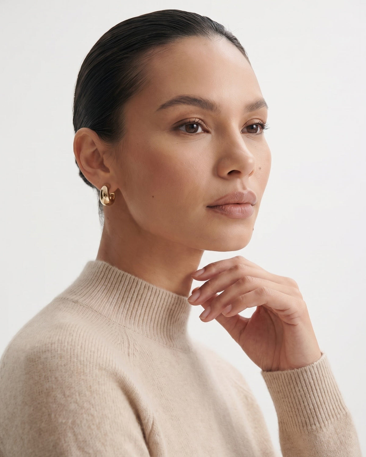 Kiara Pure Cashmere A-Line Jumper with Ribbed Detailing – view 5
