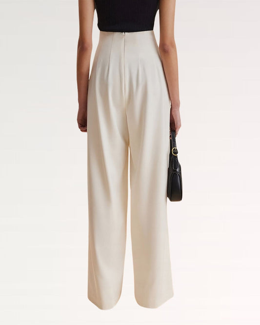 Celina High Rise Tailored Trousers with Front Pleats