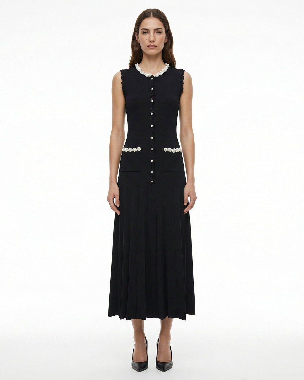 Mira High Neck Knitted Viscose Column Maxi Dress – view 2