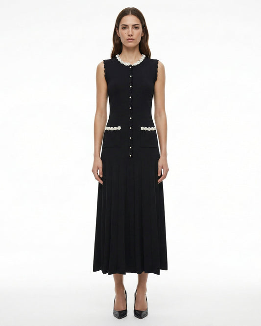 Mira High Neck Knitted Viscose Column Maxi Dress