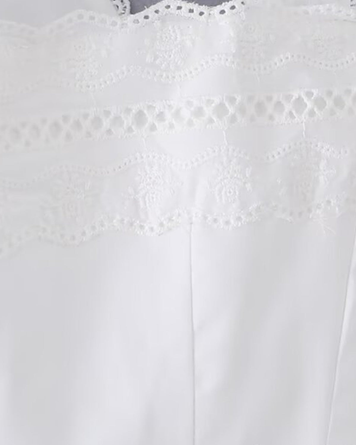 Tailored Lace Patchwork Top with Sheer Panels – White – view 6