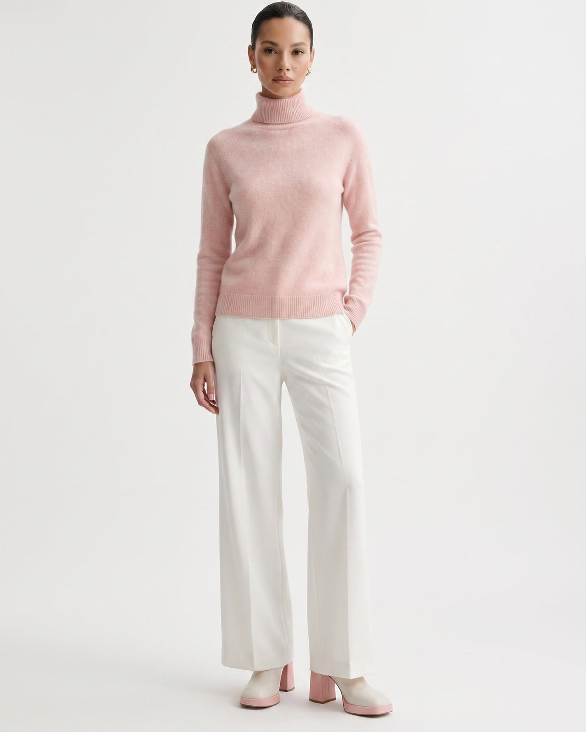 Kiara Pure Cashmere A-Line Jumper with Ribbed Detailing