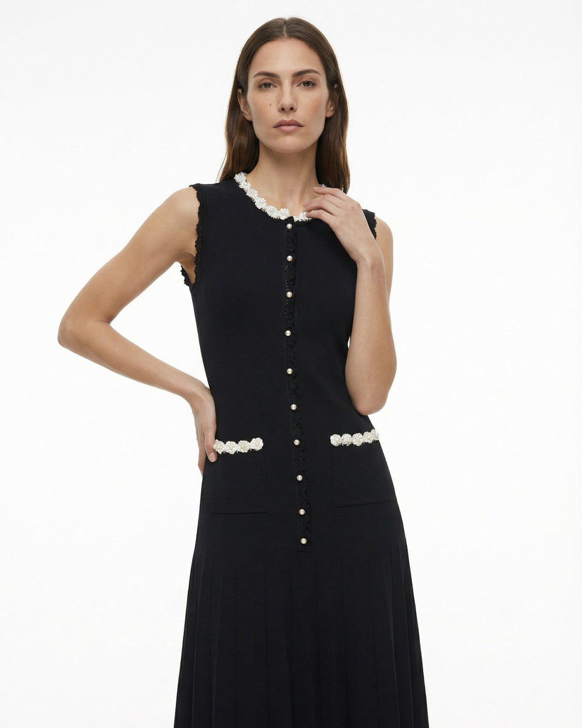 Mira High Neck Knitted Viscose Column Maxi Dress