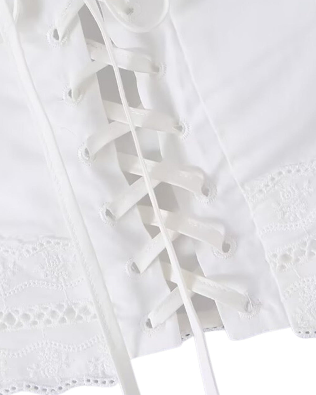 Tailored Lace Patchwork Top with Sheer Panels – White – view 7
