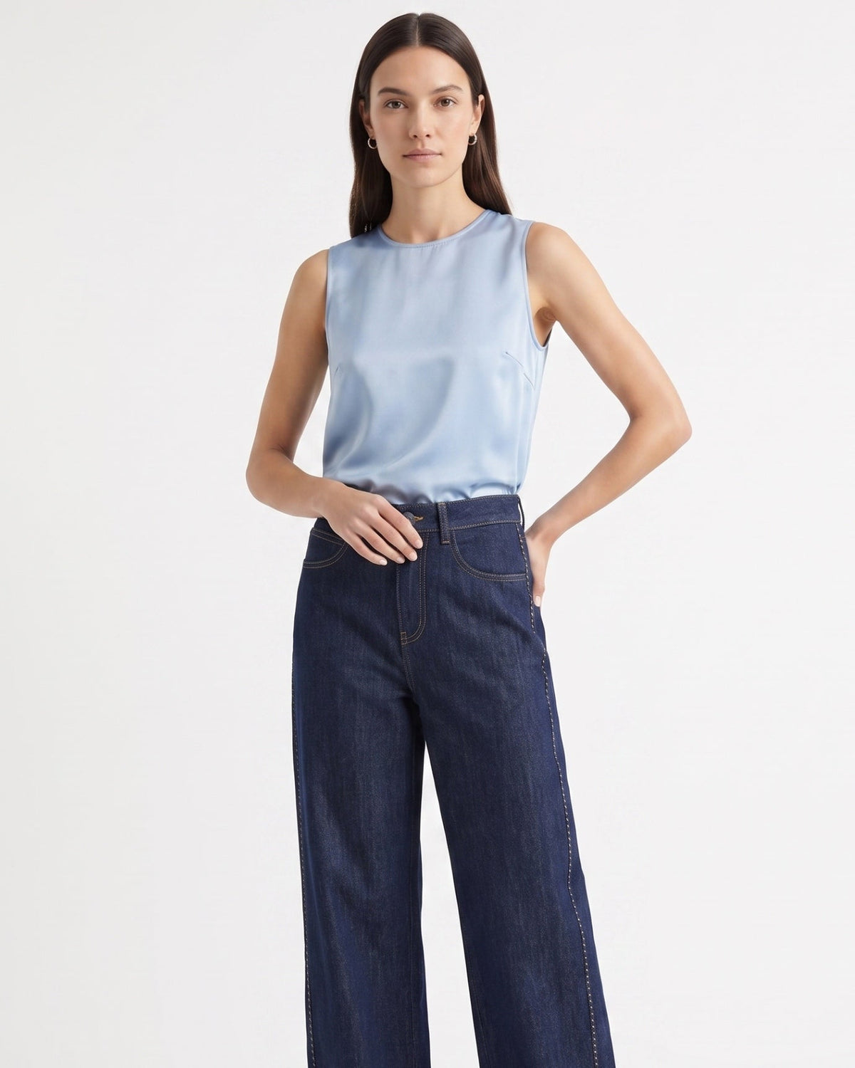 Tara Mid Rise Breathable Cotton Jeans with Flattering Seams