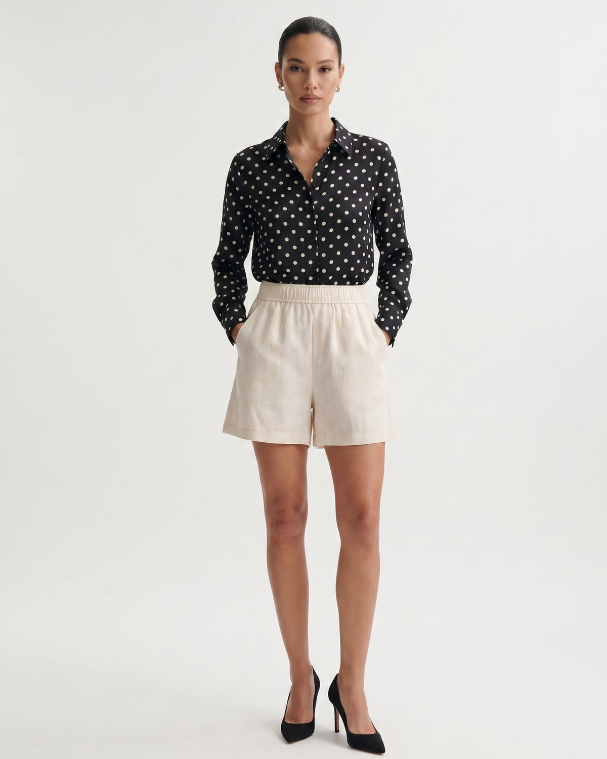 Diana Linen Blend Shorts with Tailored Waistband – view 8