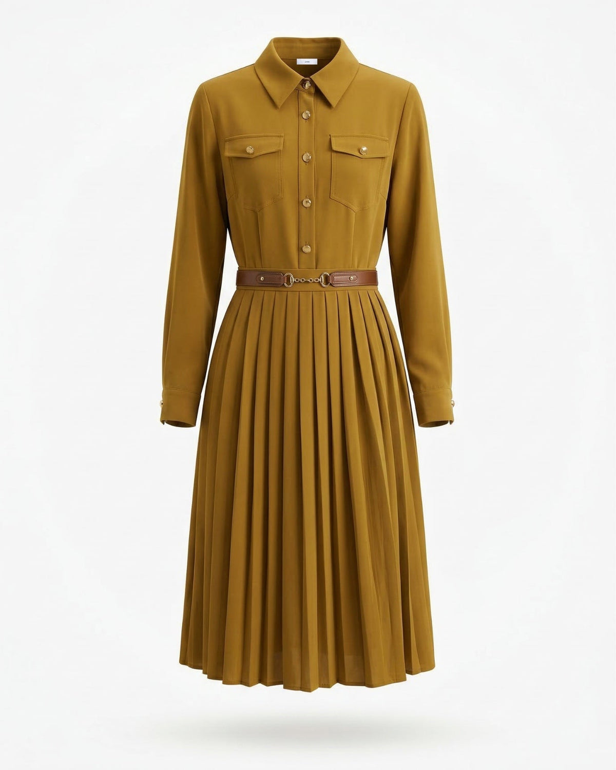 Sara Pleated Skirt Polyamide Dress with Sculpted Fit