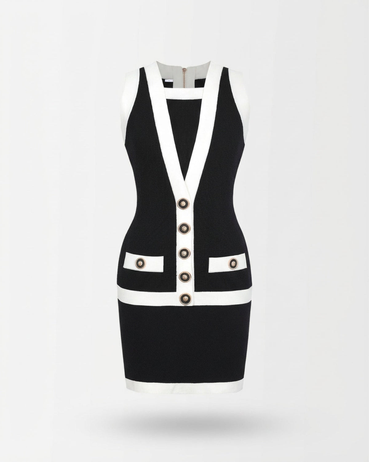 Bodycon Button Detail Stretch Viscose Knit Dress – view 9