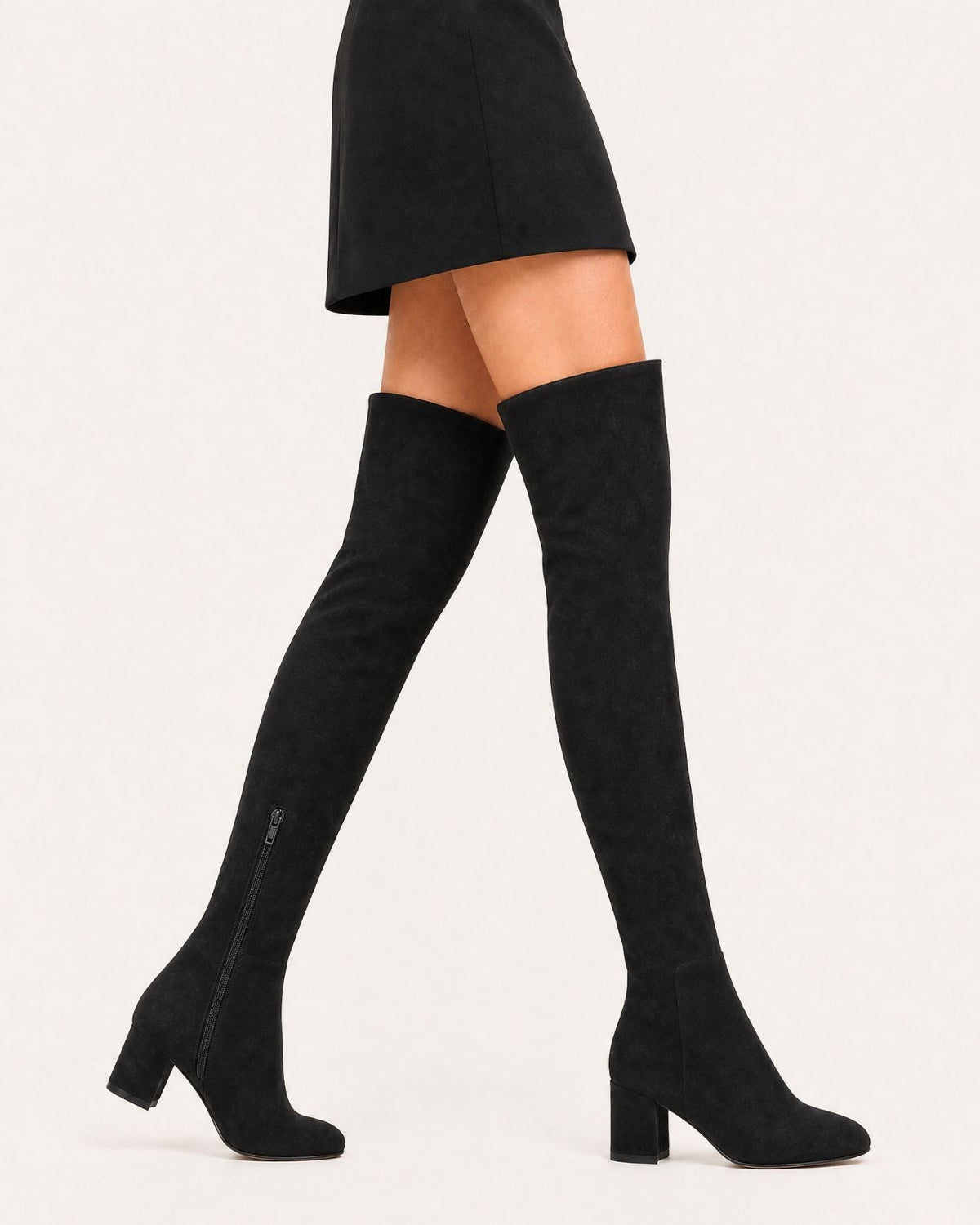 Round Toe 4cm Low Heel Over-the-Knee Suede Boots – view 24