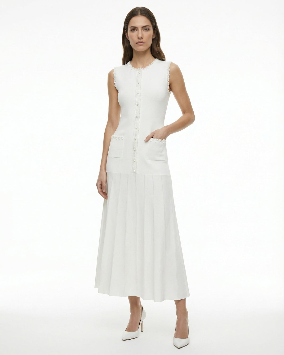 Mira High Neck Knitted Viscose Column Maxi Dress – view 7
