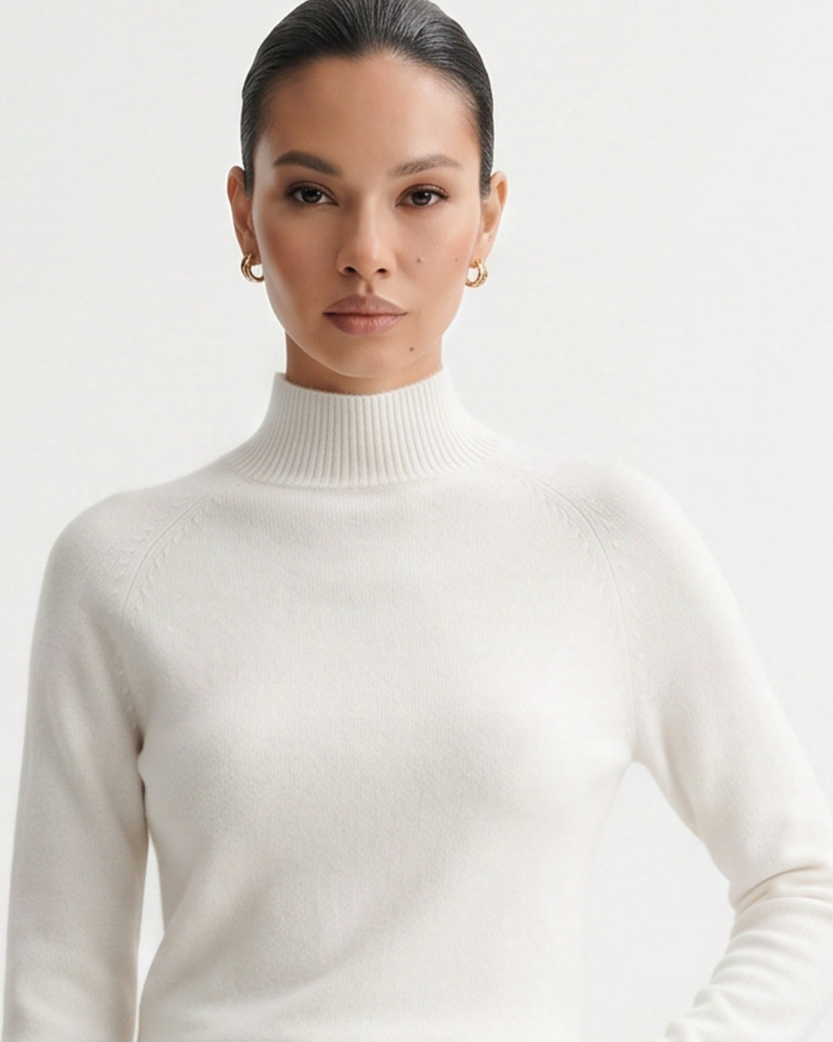 Kiara Pure Cashmere A-Line Jumper with Ribbed Detailing – view 9