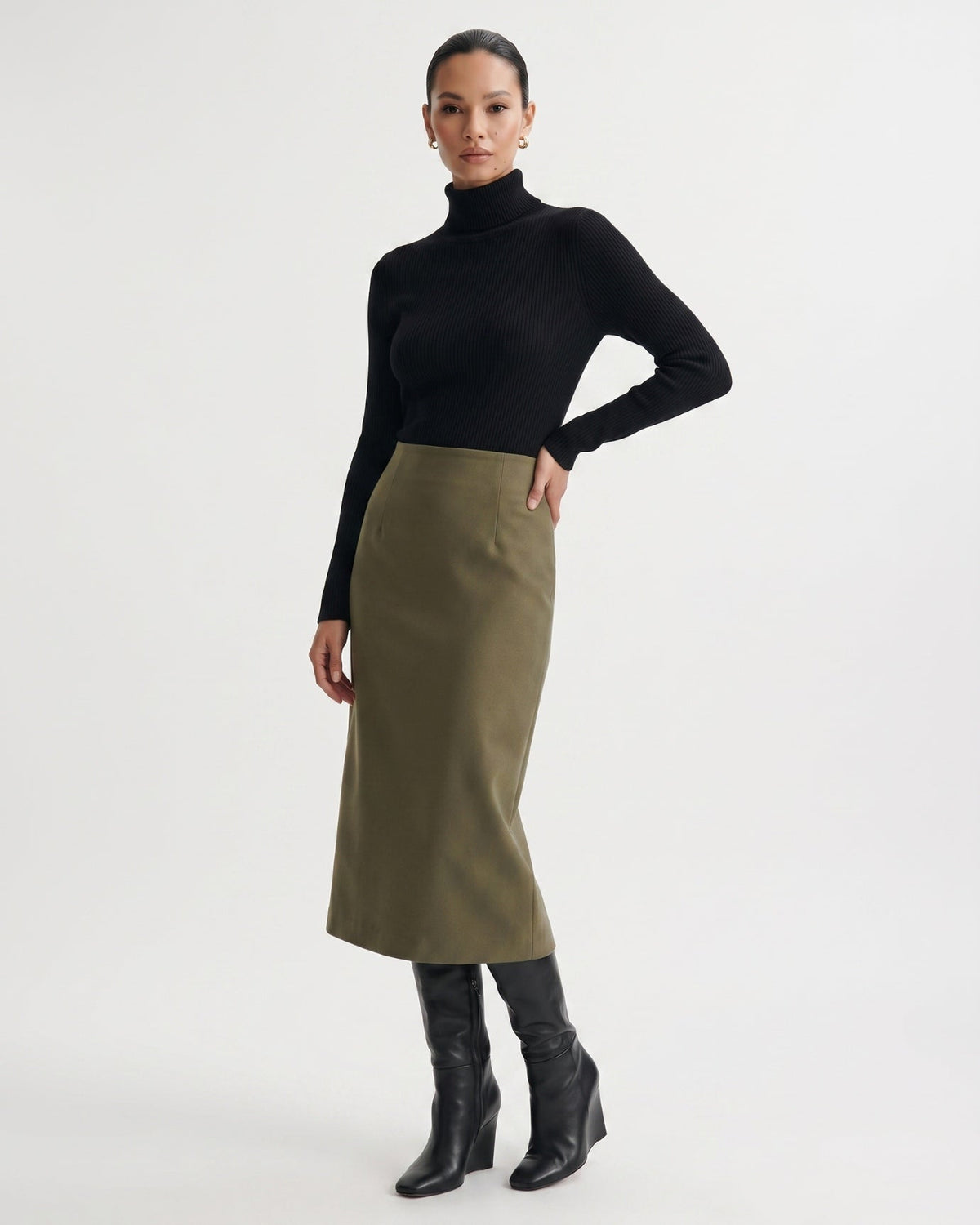 Kiara Pure Cashmere A-Line Jumper with Ribbed Detailing
