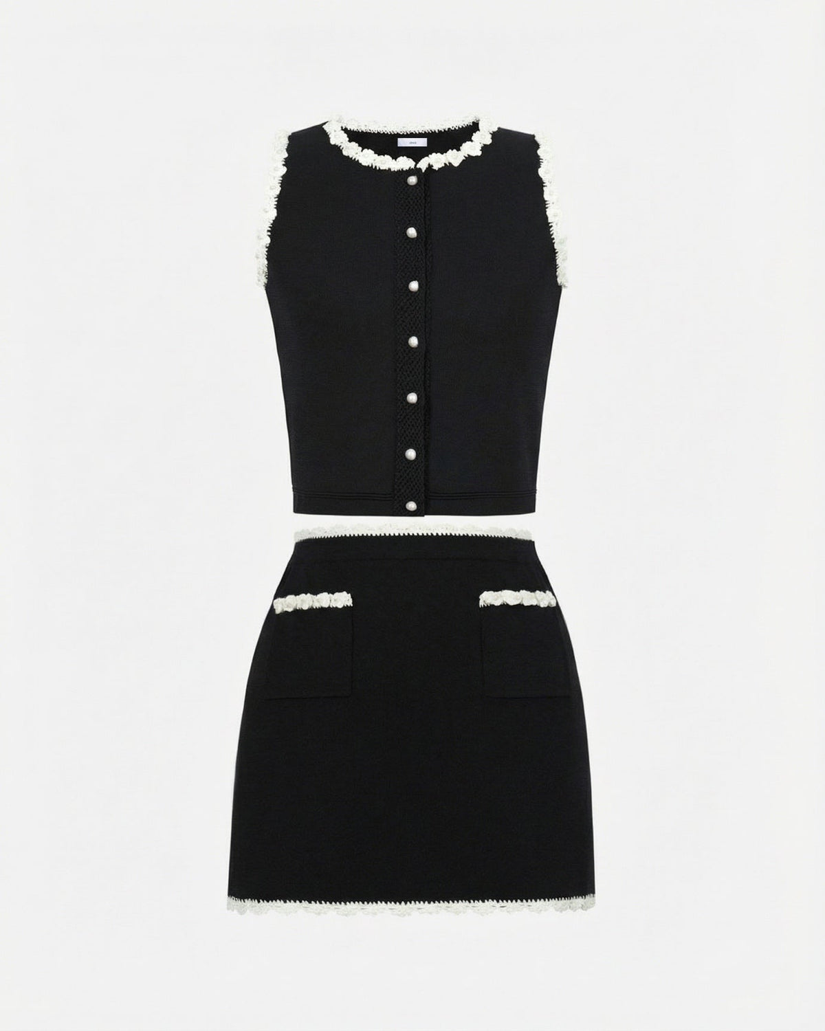 Divina Fitted Viscose Knit Shirt and Skirt Two-Piece Set