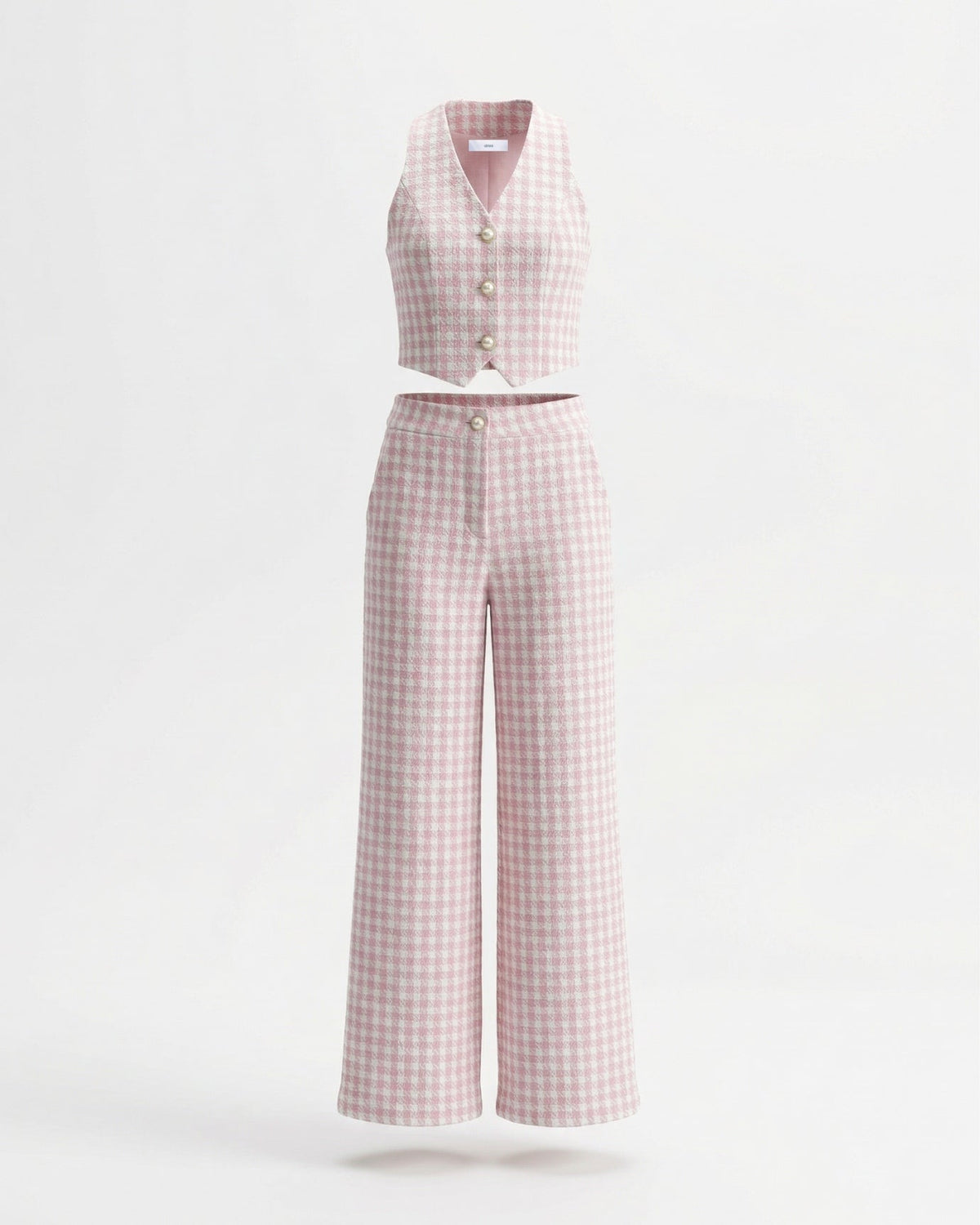 Tailored Waist Wool Blend Coat Two-Piece Set – Pink