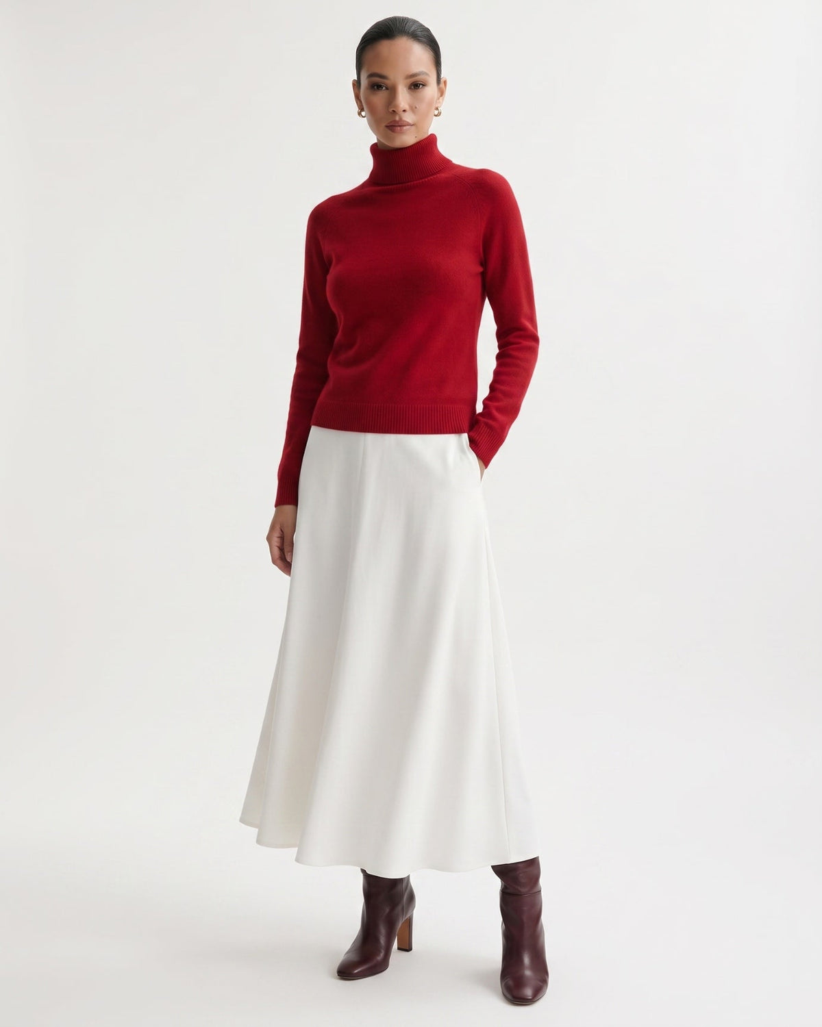 Kiara Pure Cashmere A-Line Jumper with Ribbed Detailing
