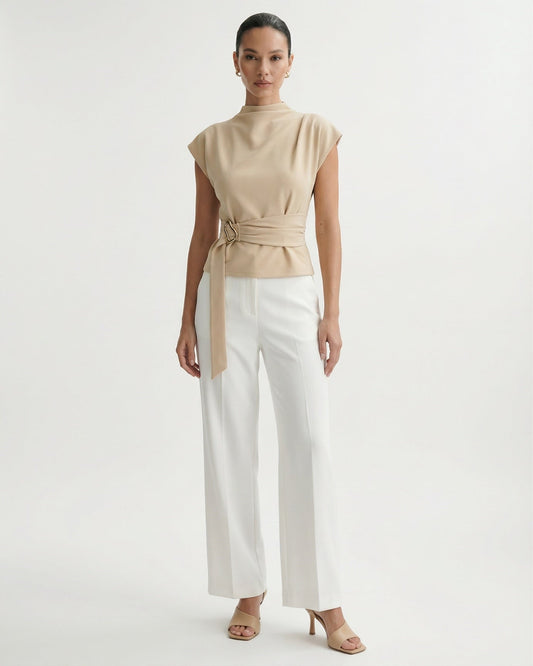 Relaxed Short Sleeve Silky Polyamide T-Shirt – Off White