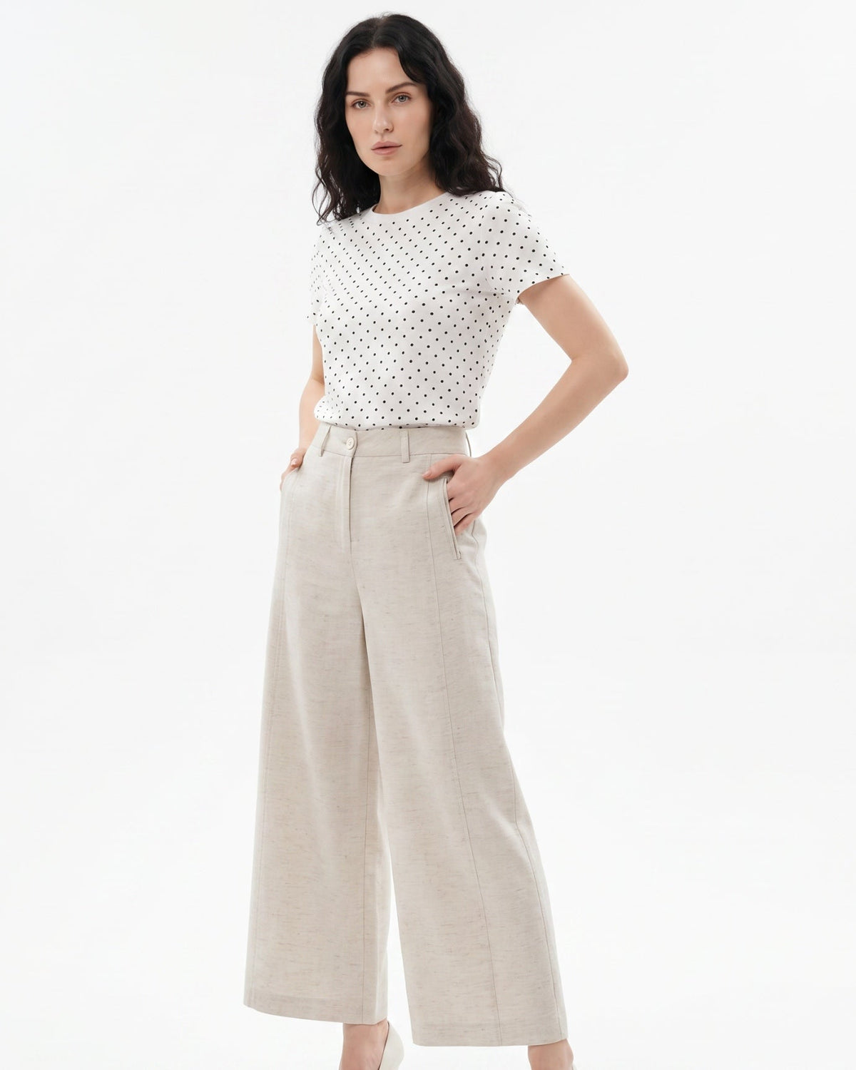 Rinna High Rise Pleated Linen Trousers with Tapered Leg – view 6