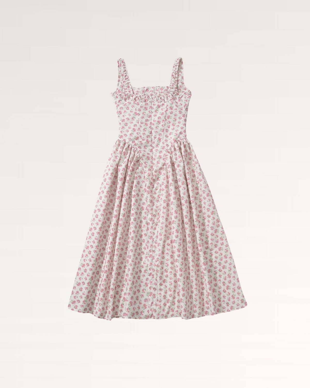Square Neck Puff Sleeve Midi Dress with Alpine Floral Print