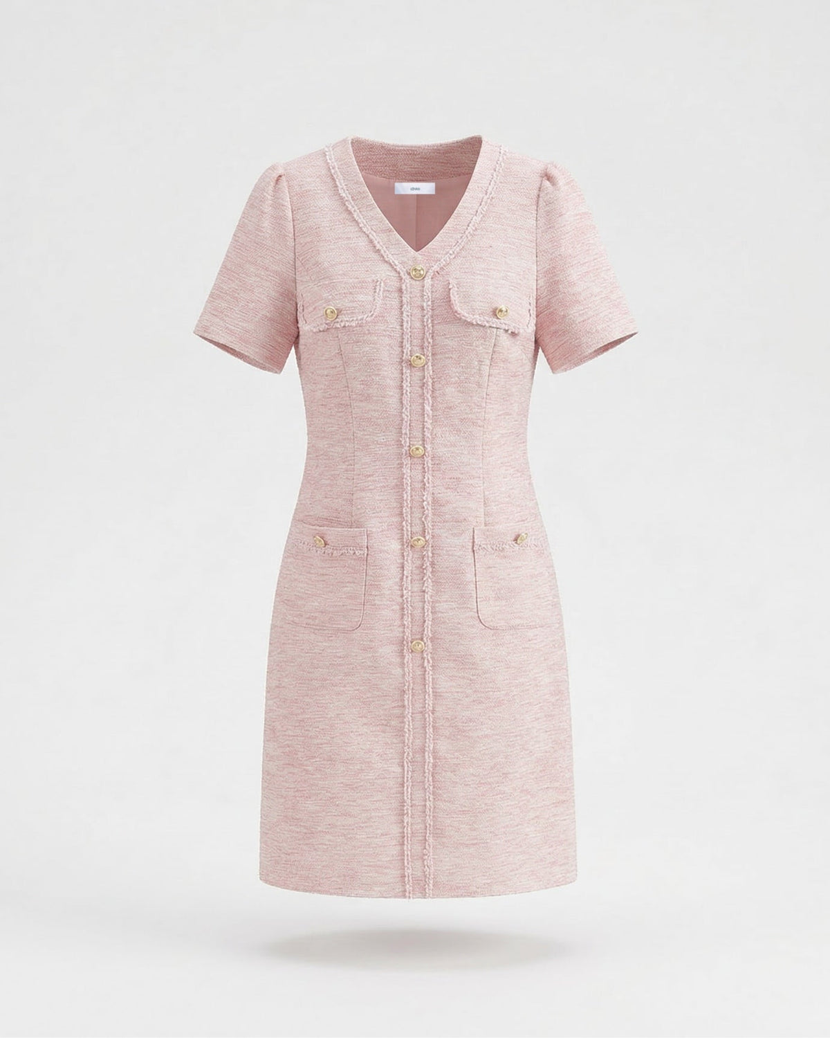 Kara Short Sleeve Tailored Polyamide Dress – Pink – view 1
