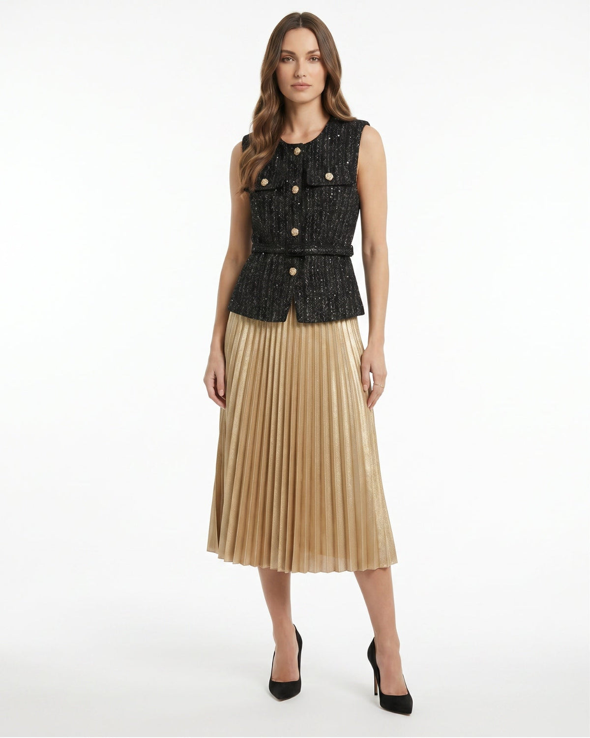 Diana Decorative Textured Vest with Tailored Structured Fit – view 14