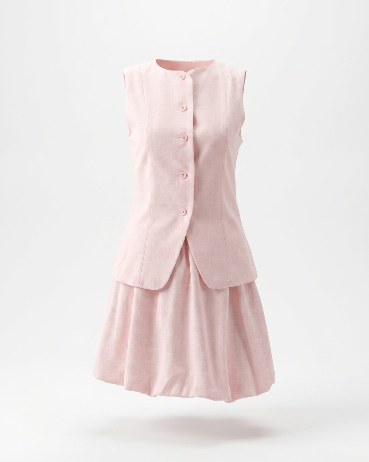 Frenchie Tailored Cotton Vest and Skirt Two-Piece Set