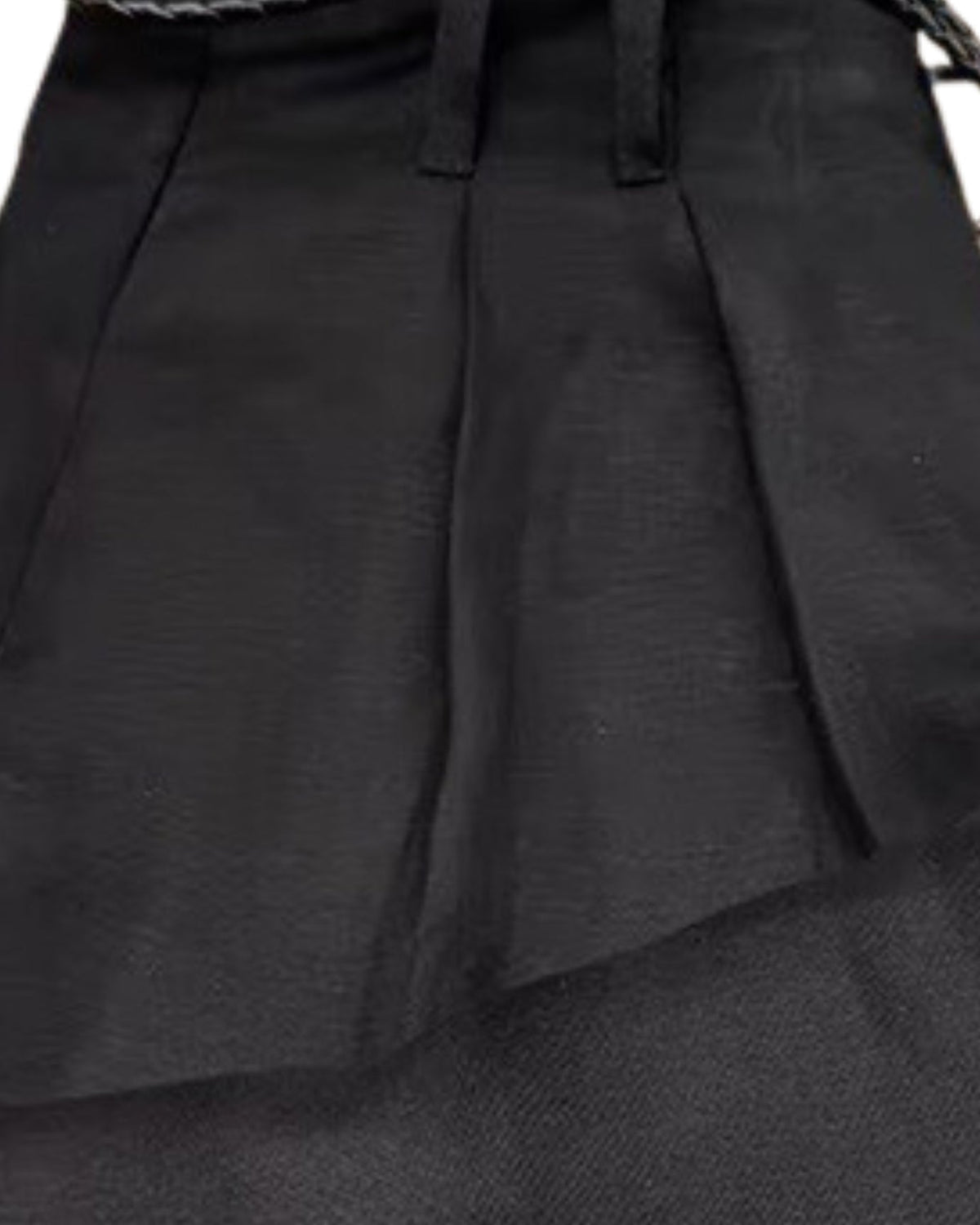 Lina High Waisted Linen and Cotton Blend Trousers – Black